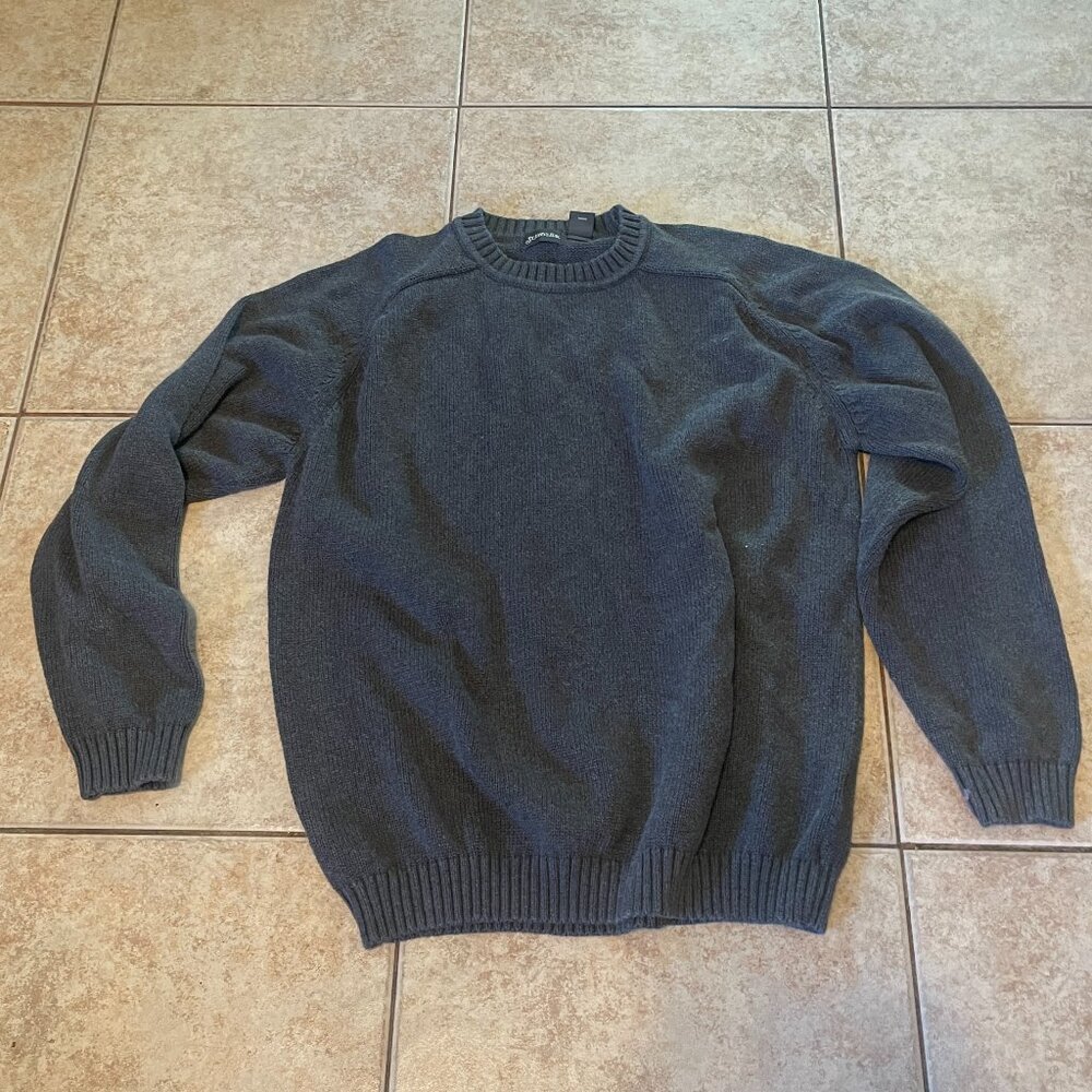 St Johns Bay Mens Pullover Sweater Long Sleeve 100% Cotton Gray XL (160)